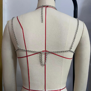 Metal chain beaded halter cami top