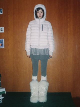 [Moromoro2] Lace Trim Hooded Down Jacket /  Vest