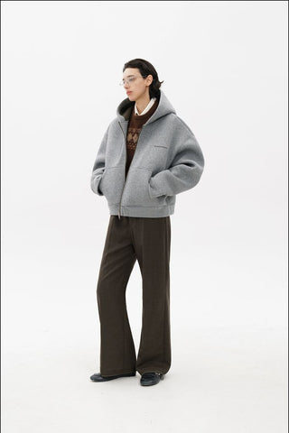 [MASONPRINCE] Heavyweight Air Layer Stand Collar Hoodie Set