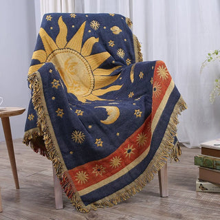 Celestial Sun and Moon Woven Blanket
