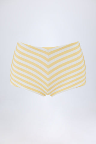 Mid-Rise Hot Pants in Lemon Yellow Stripe