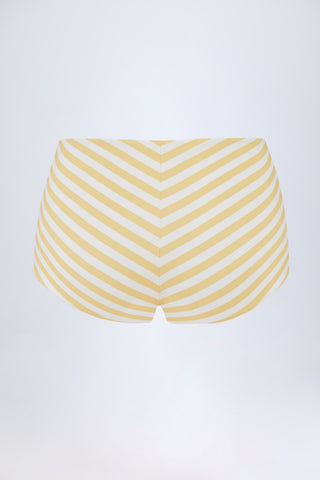 Mid-Rise Hot Pants in Lemon Yellow Stripe