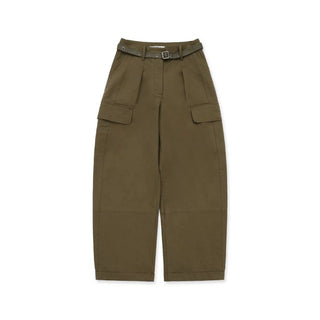 [Moromoro2] Cotton Wide Leg Work Pants with  Belt