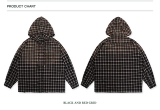 [Moromoro2] Plaid Hooded Shirt