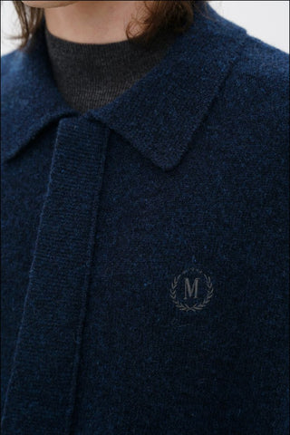[MASONPRINCE] Layered Polo Collar Wool Blend Knit Cardigan