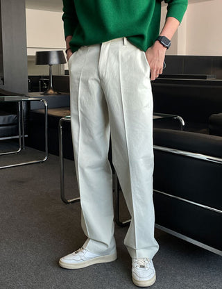 Perfect Fit Cotton Wide Chino Pants (3 colors)
