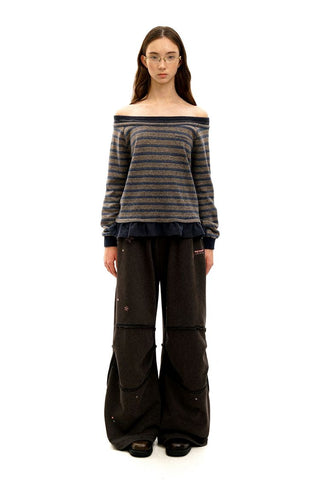 [Moromoro2] Tencel Linen Striped  Sweatshirt/Pants
