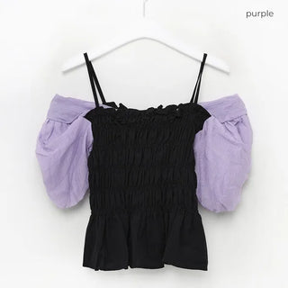 Shirred puff blouse