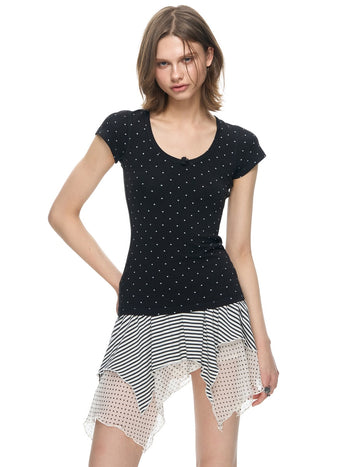 [NECY] Butterfly Dotted Slim T