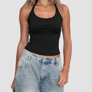 Halter backless u neck solid top