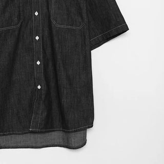 Stitched raw denim shirt