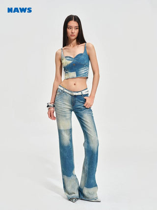 [NOTAWEAR] Equestrian Color Block Straight  Jeans