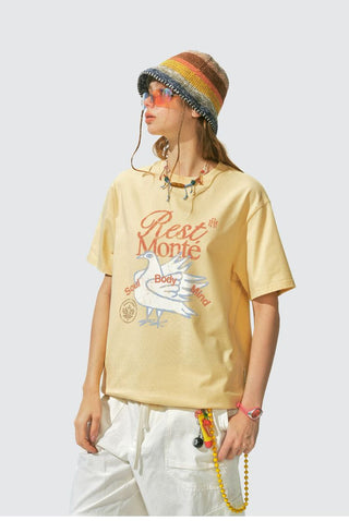 [Monterest] Washed Peace Dove Print T-Shirt
