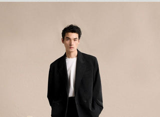 [CULTUM] Wool Blend Double Breasted Relaxed Blazer