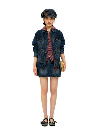 [Moromoro2] Washed Denim Fringe  Collection