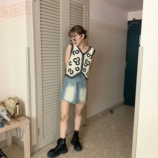 Vintage washed denim mini skirt