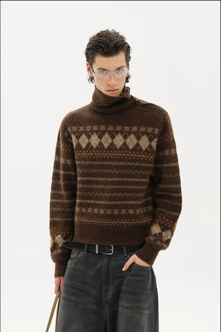 [MASONPRINCE] Fair Isle Pattern Knit Sweater