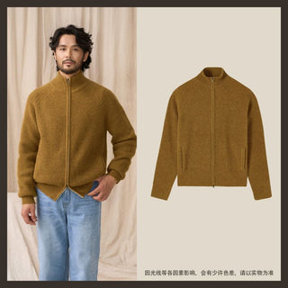 [CULTUM] Wool Stand Collar Double Zip Cardigan