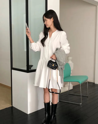 [2 colors] Lace Blouse Dress