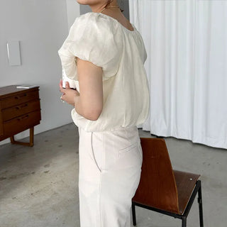 Chiffon shirred blouse