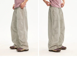 [Monterest] Washed Pleated Wide Leg Parachute Pants