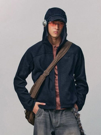 [Monterest] Fleece-Lined Hooded Zip-Up Cardigan