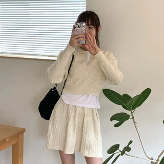 [knit + pants set] knit 2-piece set