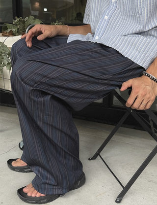 Basil striped elastic pants