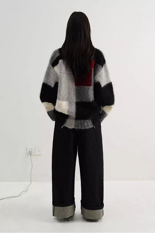 MASONPRINCE Wool Blend Checkered Sweater