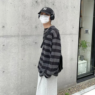 (Unisex) Striped Knit Long T-Shirt
