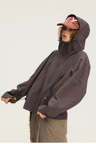 [Monterest] Textured Plaid Hooded Jacket