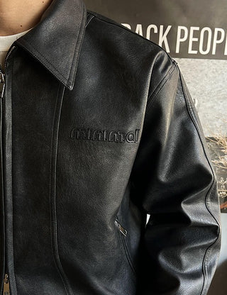 Minimal Quality Collared Leather Jacket (2 colors)