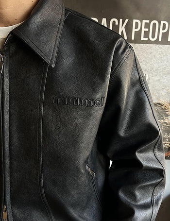 Minimal Quality Collared Leather Jacket (2 colors)