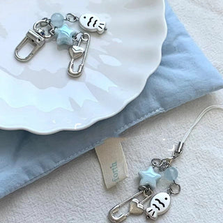 Fish & stars phone charm