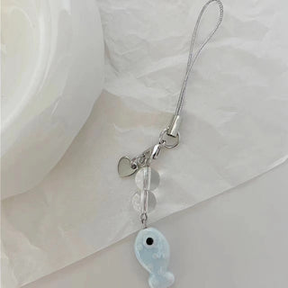 Fish & bubble phone charm