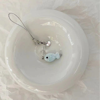 Fish & bubble phone charm