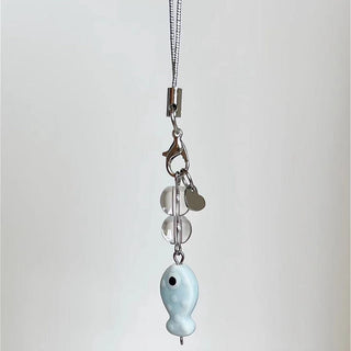 Fish & bubble phone charm