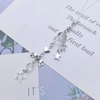 Heart+Silver star+Bow charm