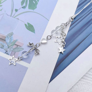 Heart+Silver star+Bow charm