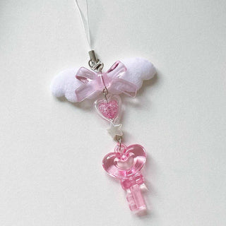 Pink love key charm