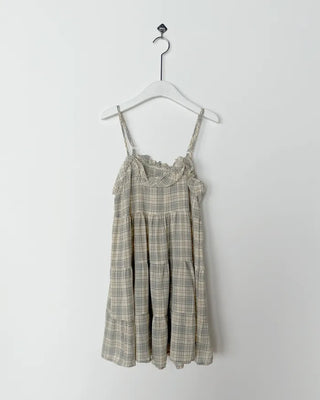 Checked layered mini dress