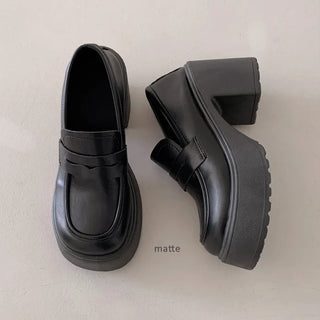 0493 Platform Loafers with Heels (2 colors)