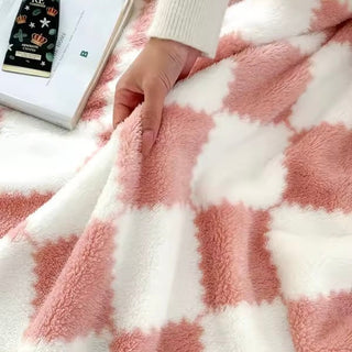 Pink and White Checkered Flannel Blanket