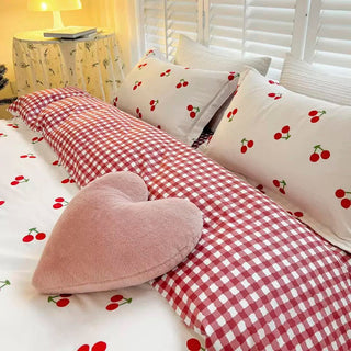 Red Cherry Plaid Bedding Set
