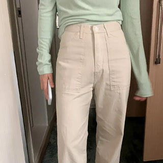 Pocket Cotton Straight Pants