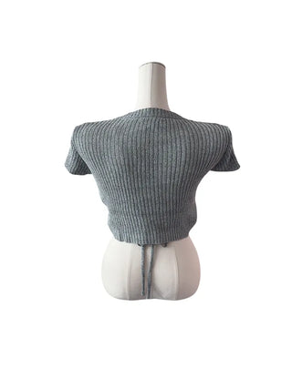 Mona back ribbon button short sleeve knit