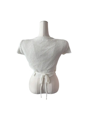 Mona back ribbon button short sleeve knit