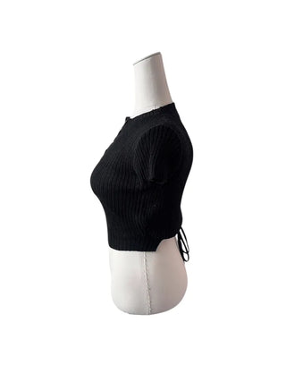 Mona back ribbon button short sleeve knit