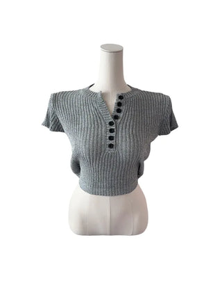 Mona back ribbon button short sleeve knit