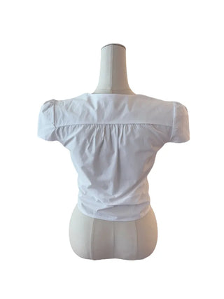 Solar big kara lace shirring short-sleeved blouse
